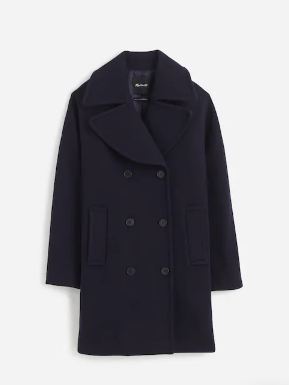Madewell Oversized-Collar Peacoat in Insuluxe Fabric, Navy, XXSmall
